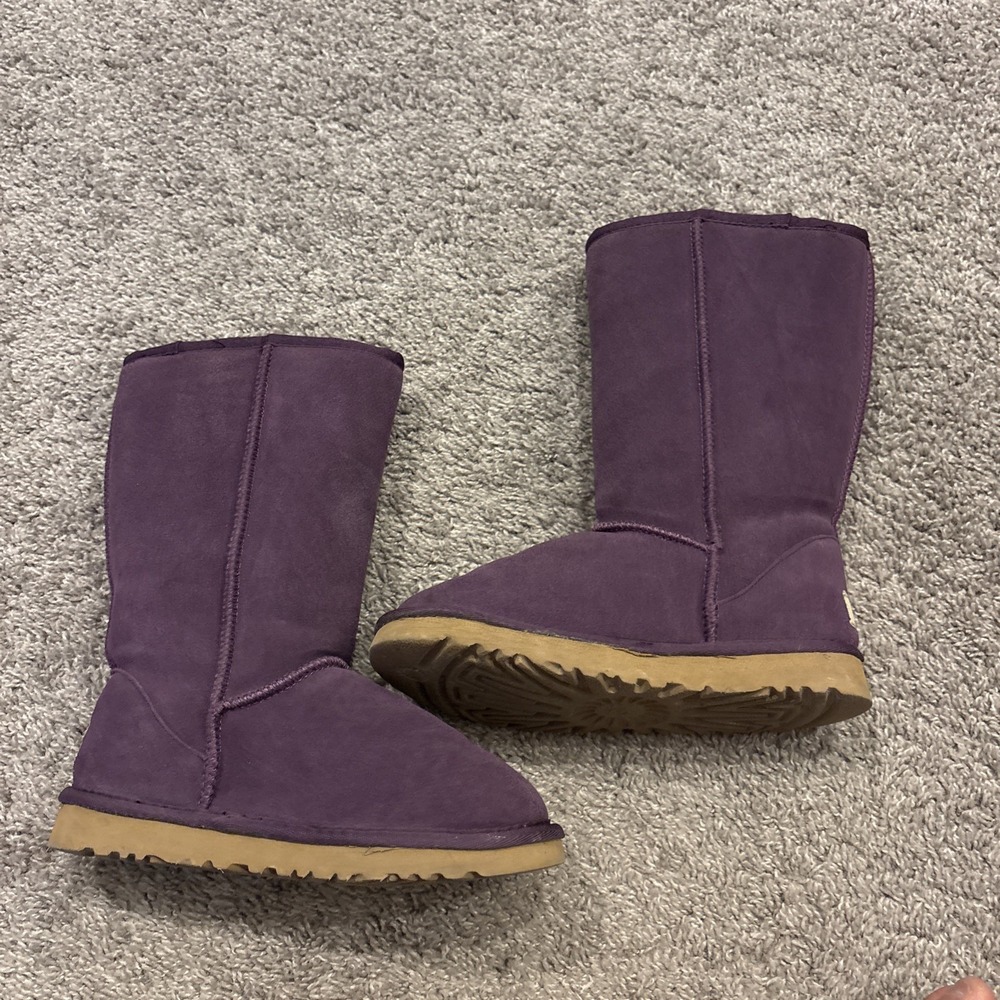 UGG Classic Short Purple Suede Boots Real Genuine Sheepskin Leather Women's 6
